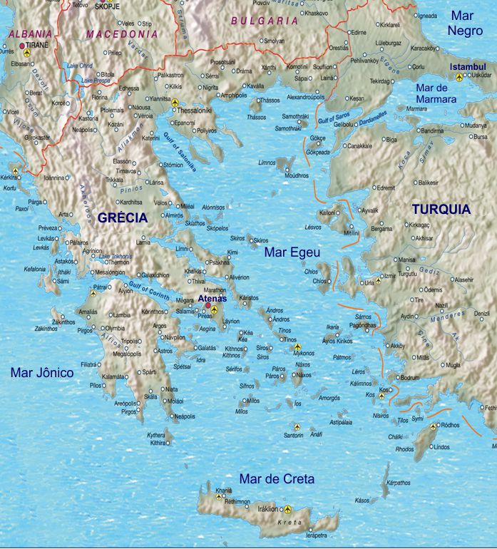 Mapa Grécia e Ilhas Gregas
