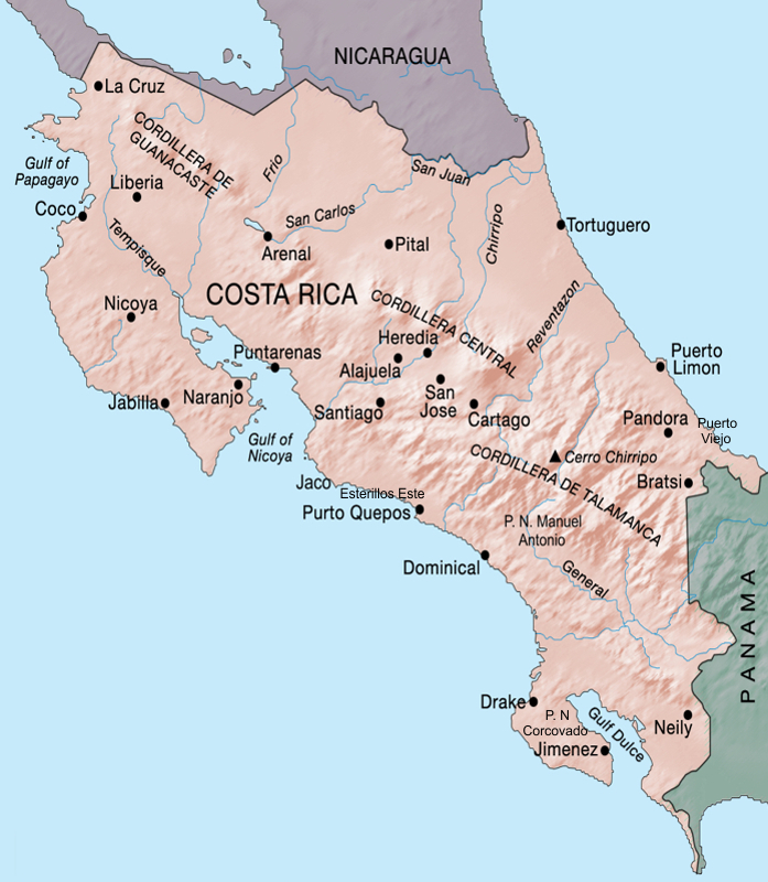 mapa-da-costa-rica-tortuguero-volcán-arenal